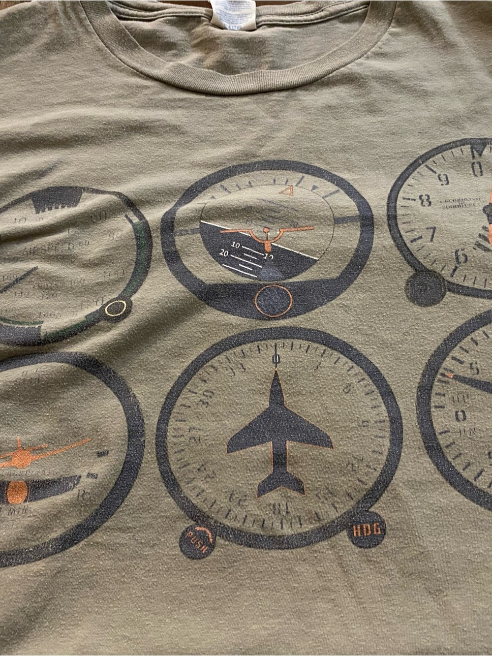 Men's Olive Green Graphic Aviation T‑Shirt
